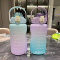2000ML frosted plastic water bottle with gradual change portable bottle gym sports kettle 2 liter water bottle